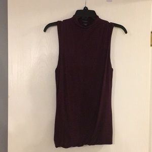 Deep purple sleeveless mock turtle neck